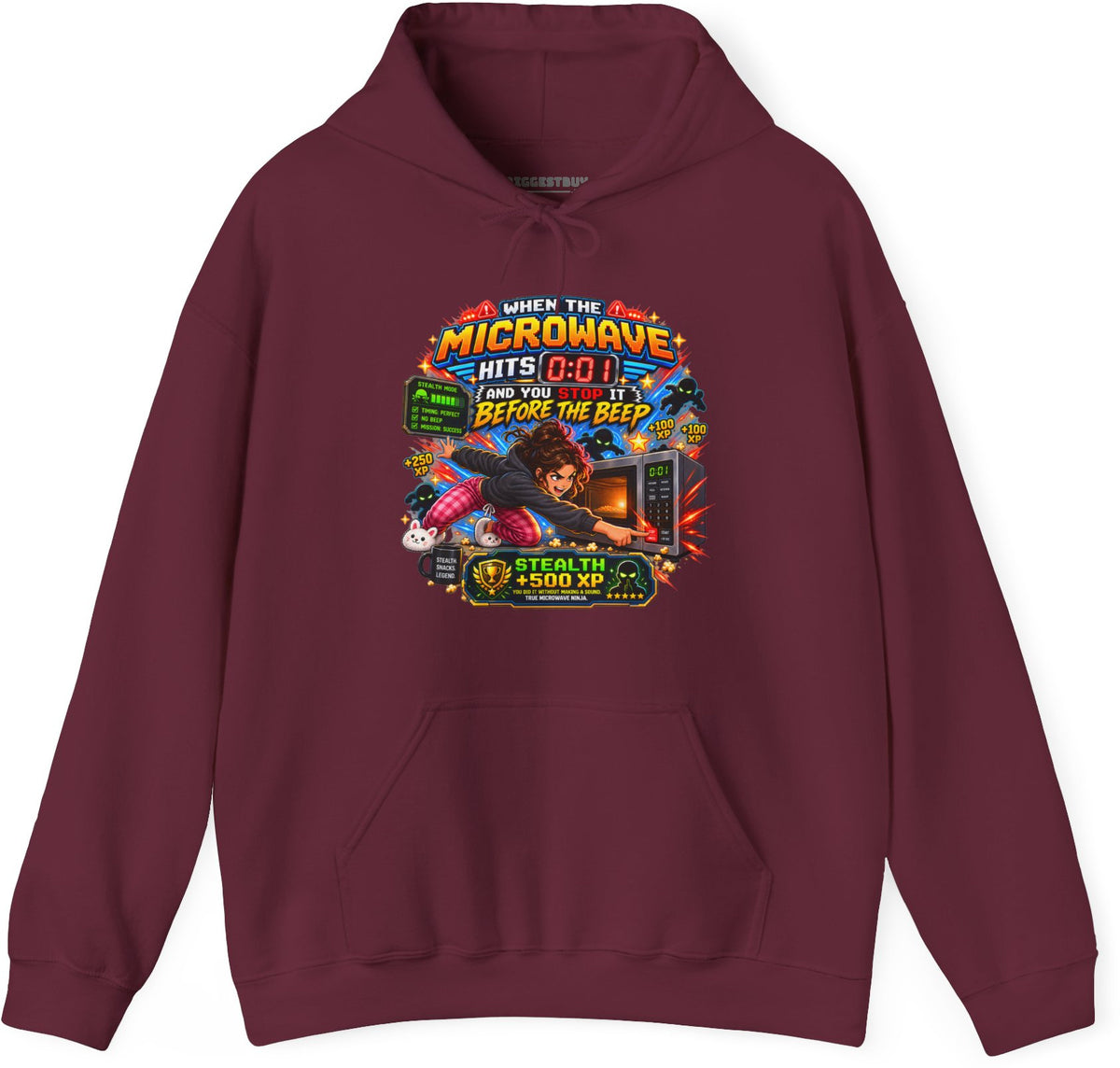 Beep Beatdown - Pullover Hoodie in Maroon, front view