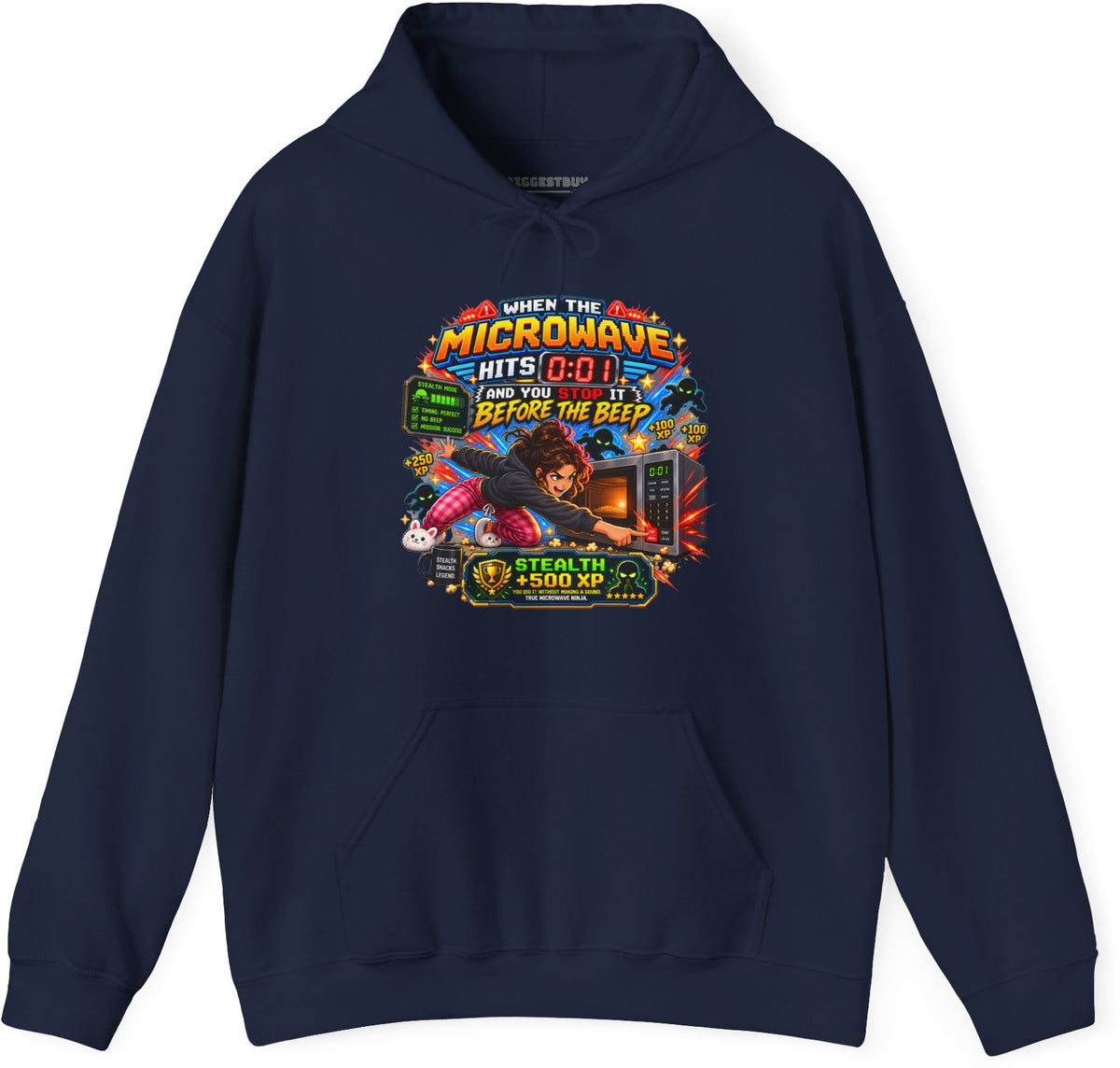 Beep Beatdown - Pullover Hoodie in Navy, front view