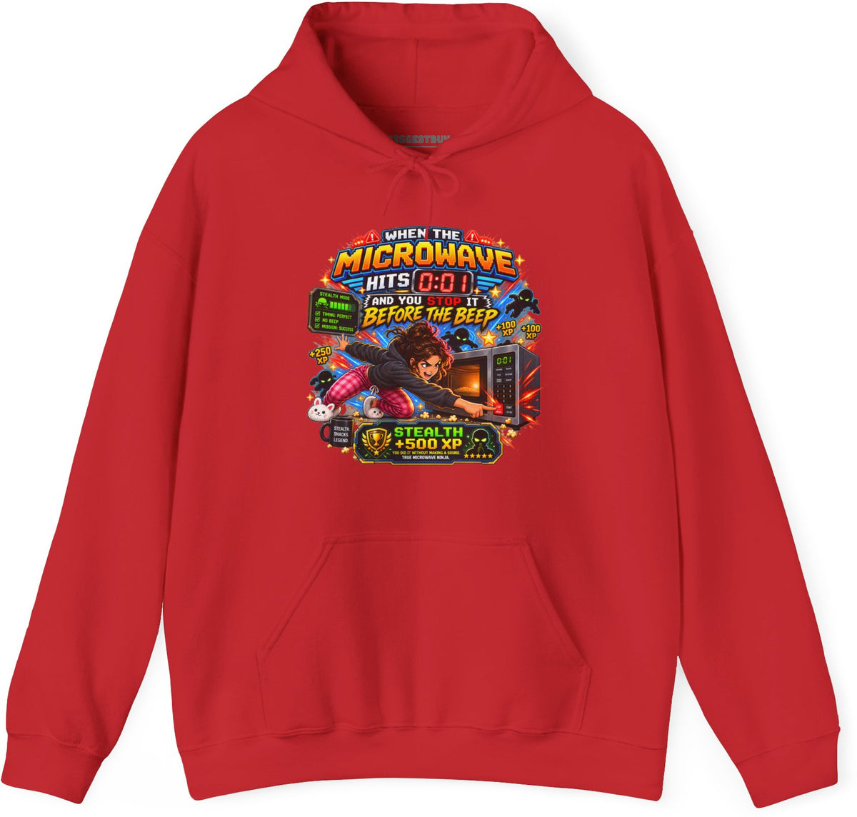 Beep Beatdown - Pullover Hoodie in Red, front view
