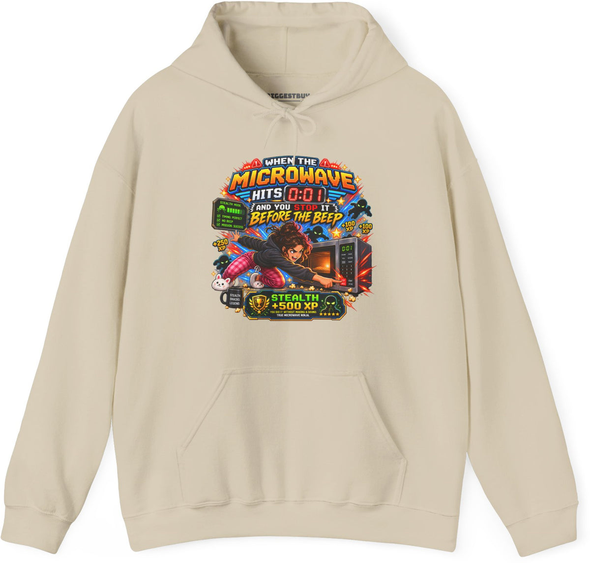 Beep Beatdown - Pullover Hoodie in Sand, front view