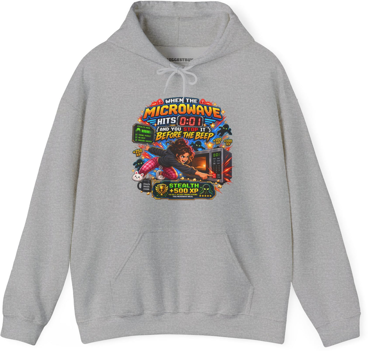 Beep Beatdown - Pullover Hoodie in Sport Grey, front view