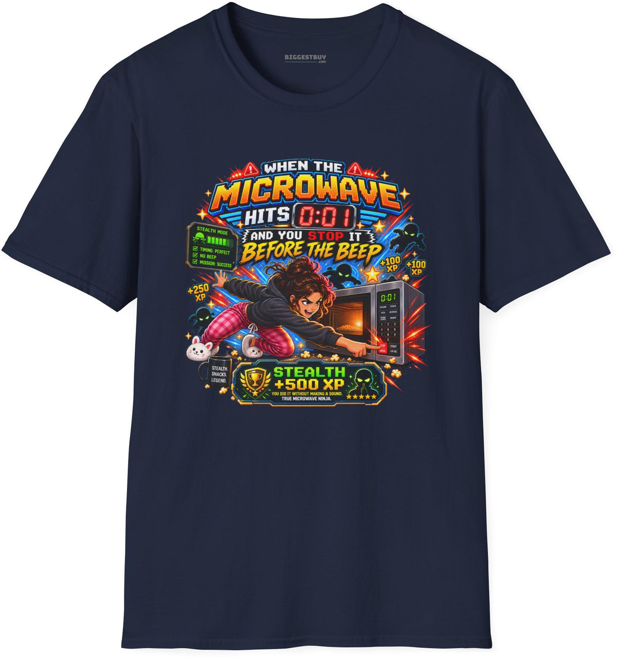 Beep Beatdown - Softstyle T-Shirt in Navy, front view