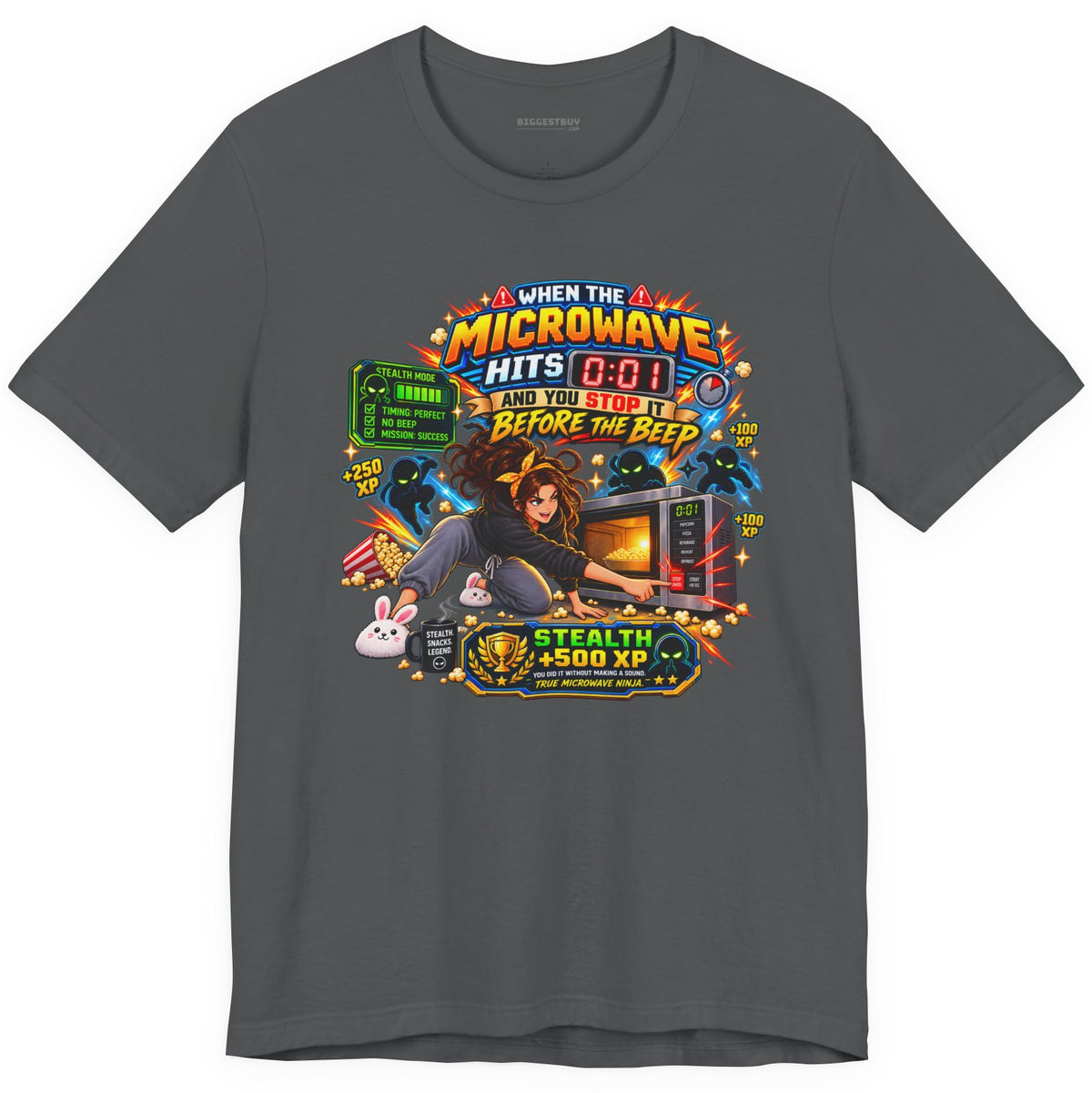 Beep Busters - Classic Jersey Tee in Asphalt, front view