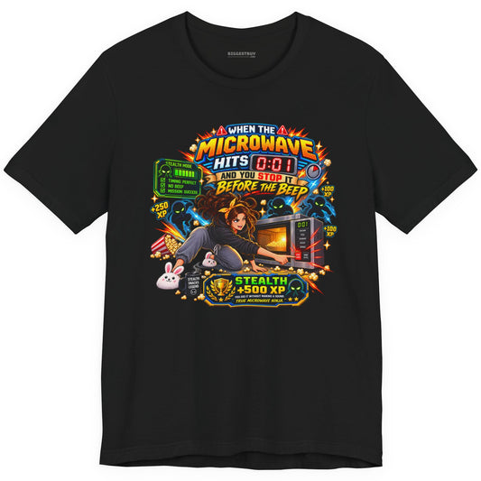 Beep Busters - Classic Jersey Tee in Black, front view