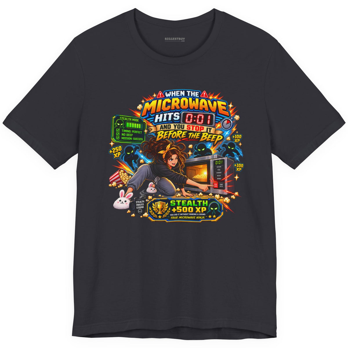 Beep Busters - Classic Jersey Tee in Dark Grey, front view