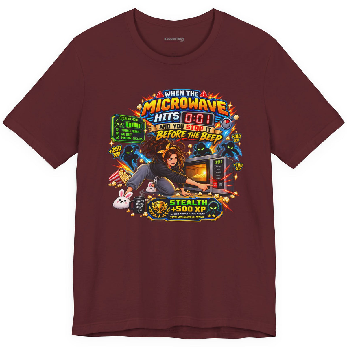 Beep Busters - Classic Jersey Tee in Maroon, front view