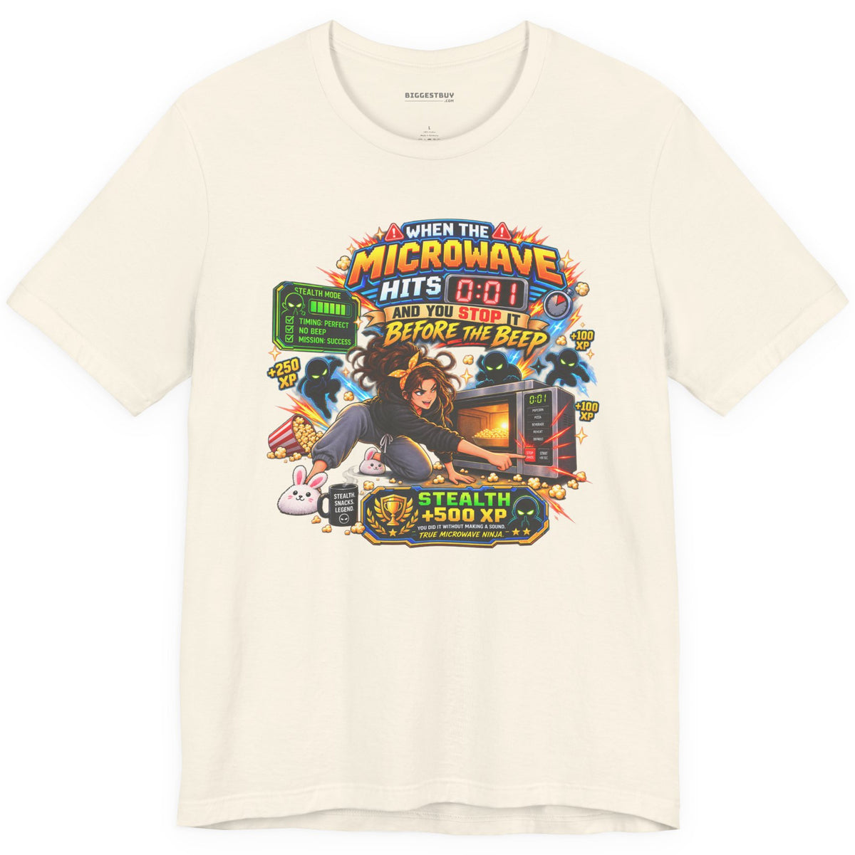 Beep Busters - Classic Jersey Tee in Natural, front view