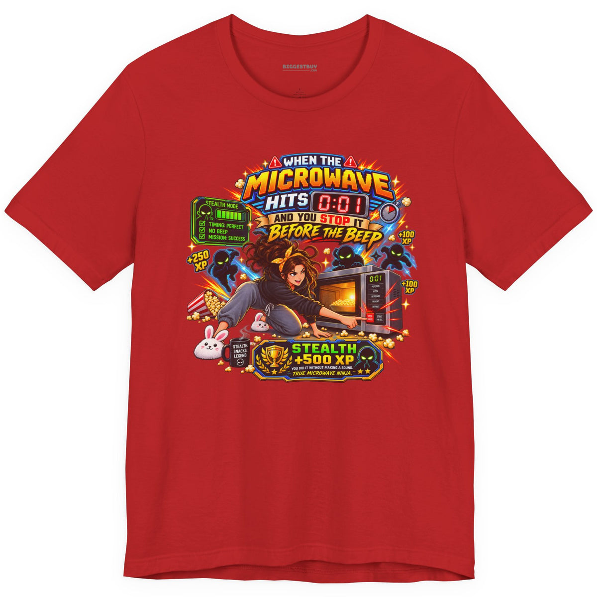 Beep Busters - Classic Jersey Tee in Red, front view