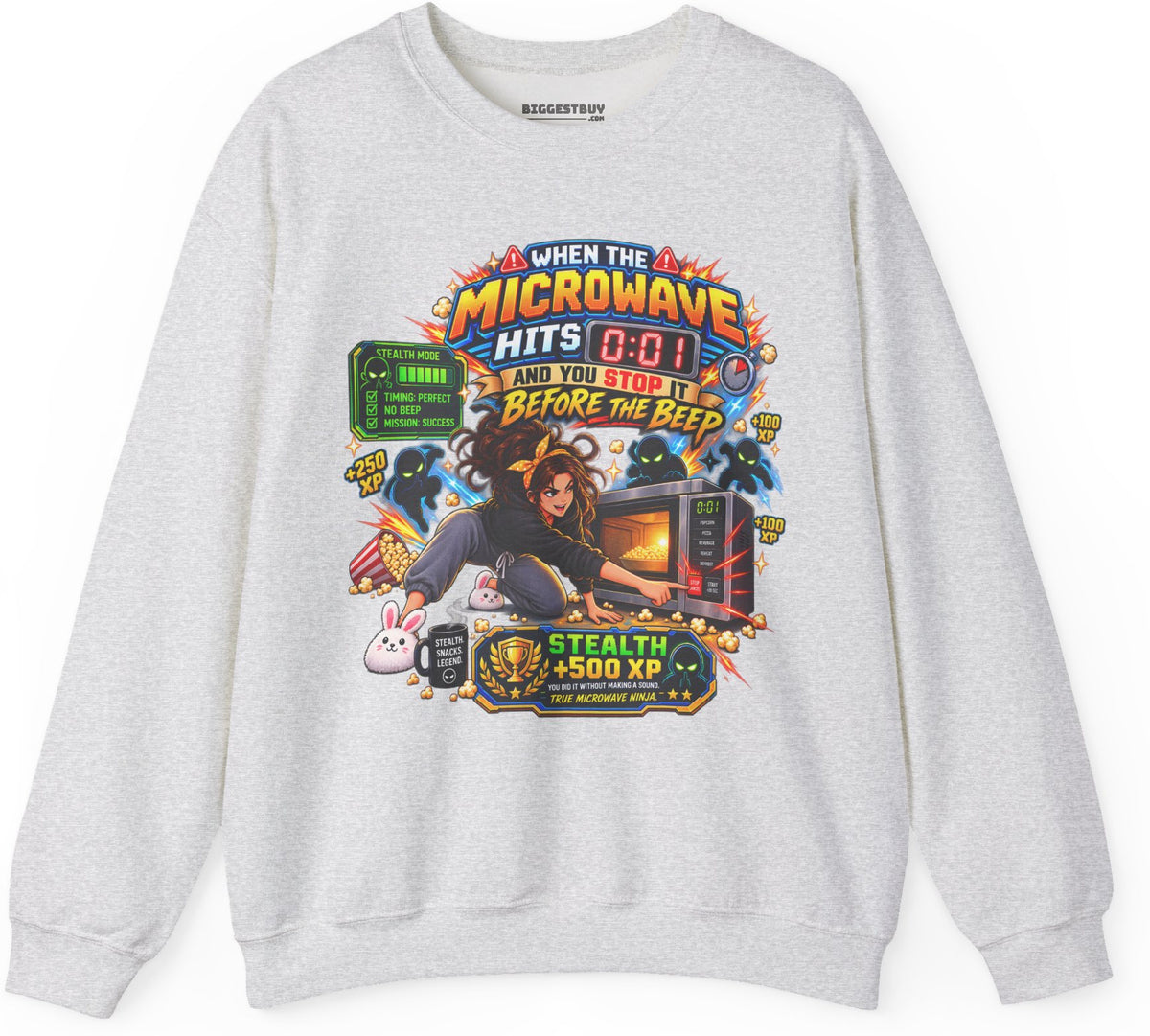 Beep Busters - Crewneck Sweatshirt in Ash, front view