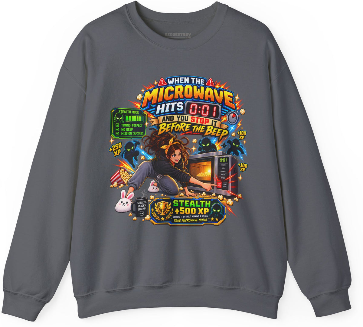 Beep Busters - Crewneck Sweatshirt in Charcoal, front view