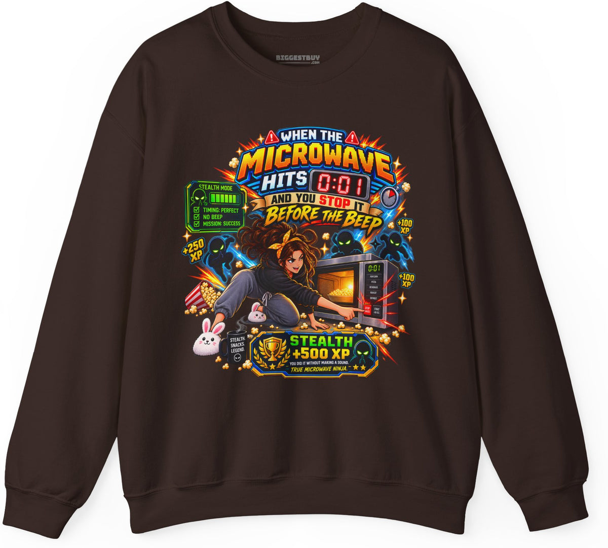 Beep Busters - Crewneck Sweatshirt in Dark Chocolate, front view