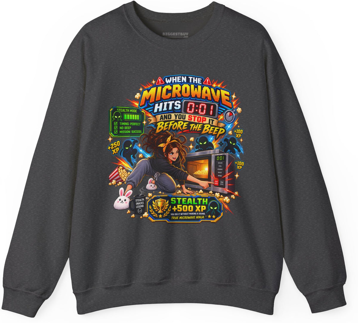 Beep Busters - Crewneck Sweatshirt in Dark Heather, front view