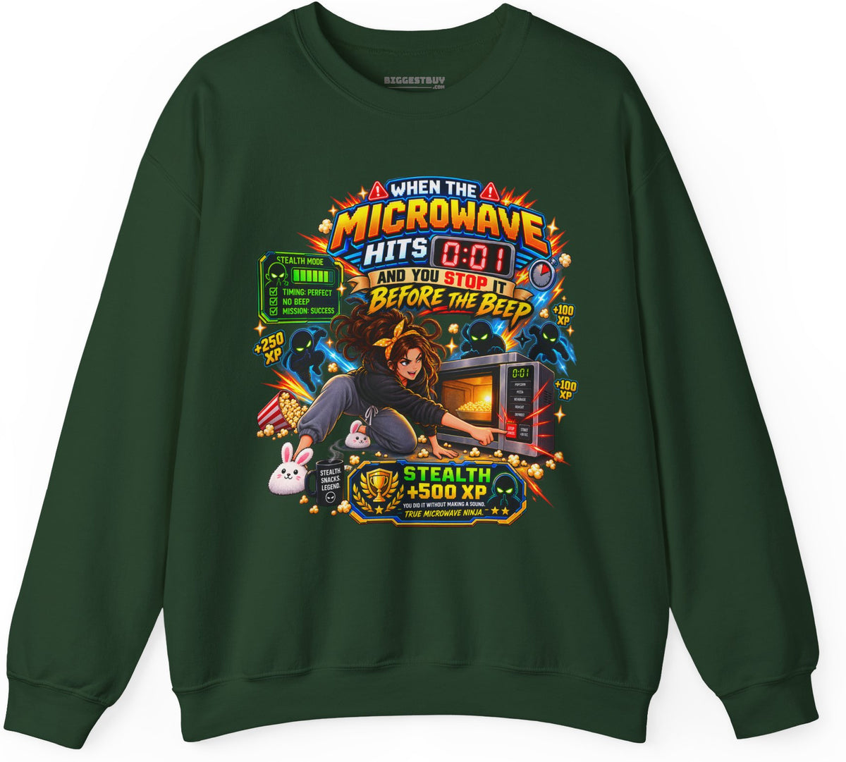 Beep Busters - Crewneck Sweatshirt in Forest Green, front view