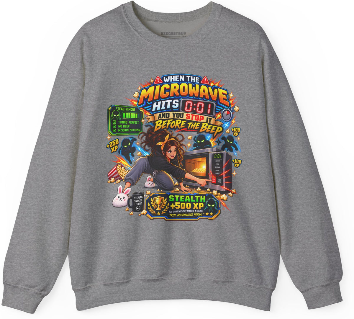 Beep Busters - Crewneck Sweatshirt in Graphite Heather, front view