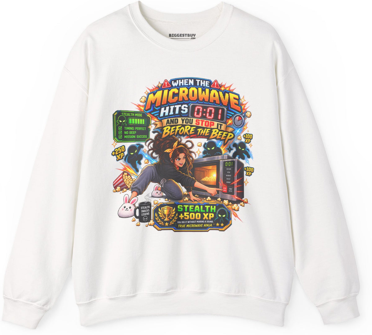 Beep Busters - Crewneck Sweatshirt in White, front view