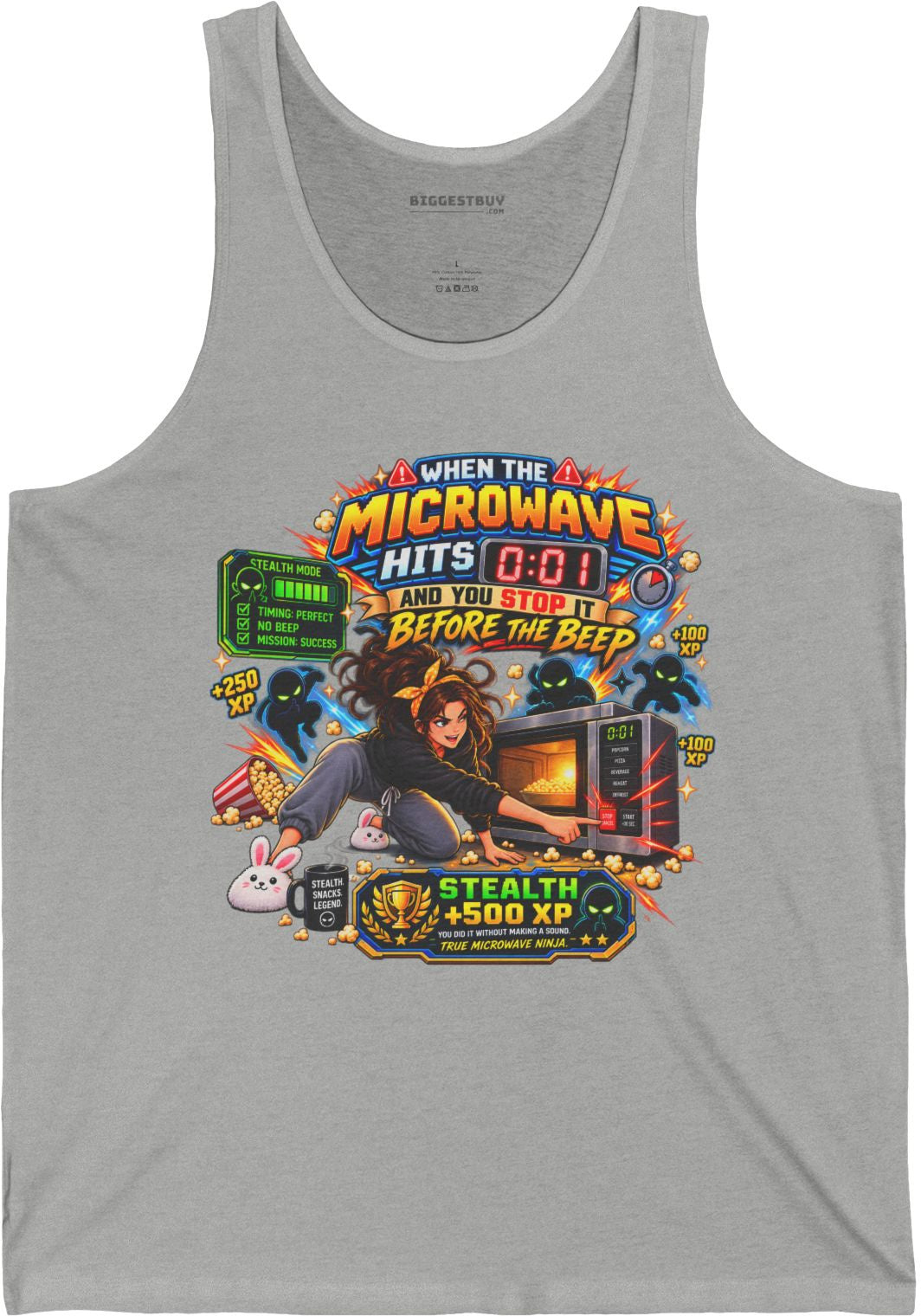 Beep Busters - Jersey Tank Top in Athletic Heather, front view