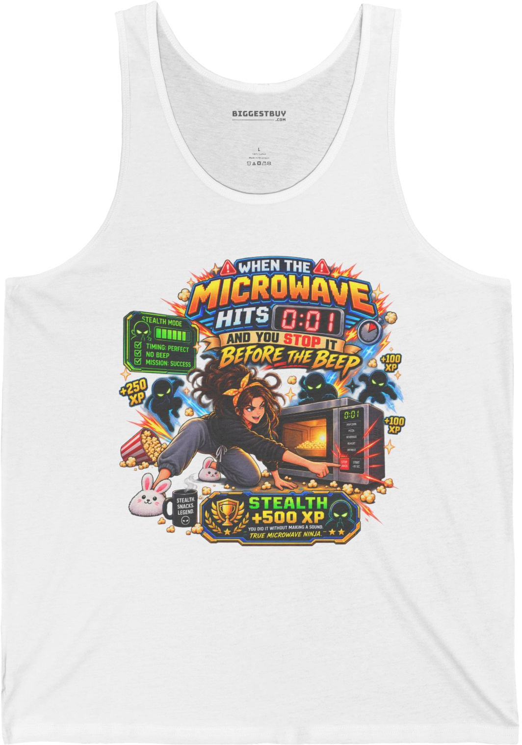 Beep Busters - Jersey Tank Top in White, front view