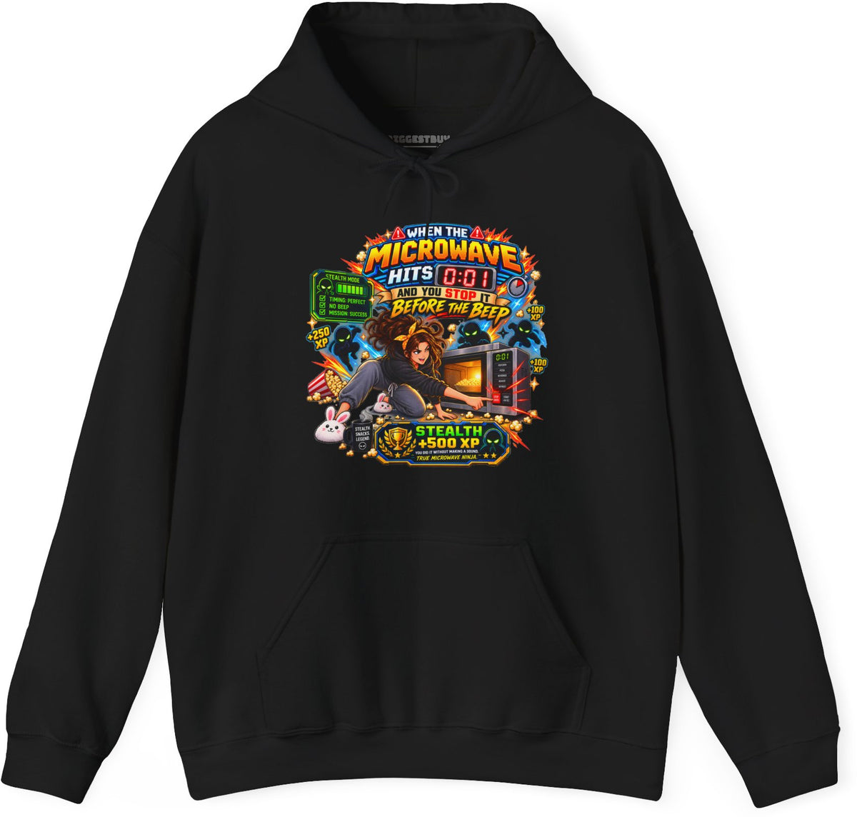 Beep Busters - Pullover Hoodie in Black, front view