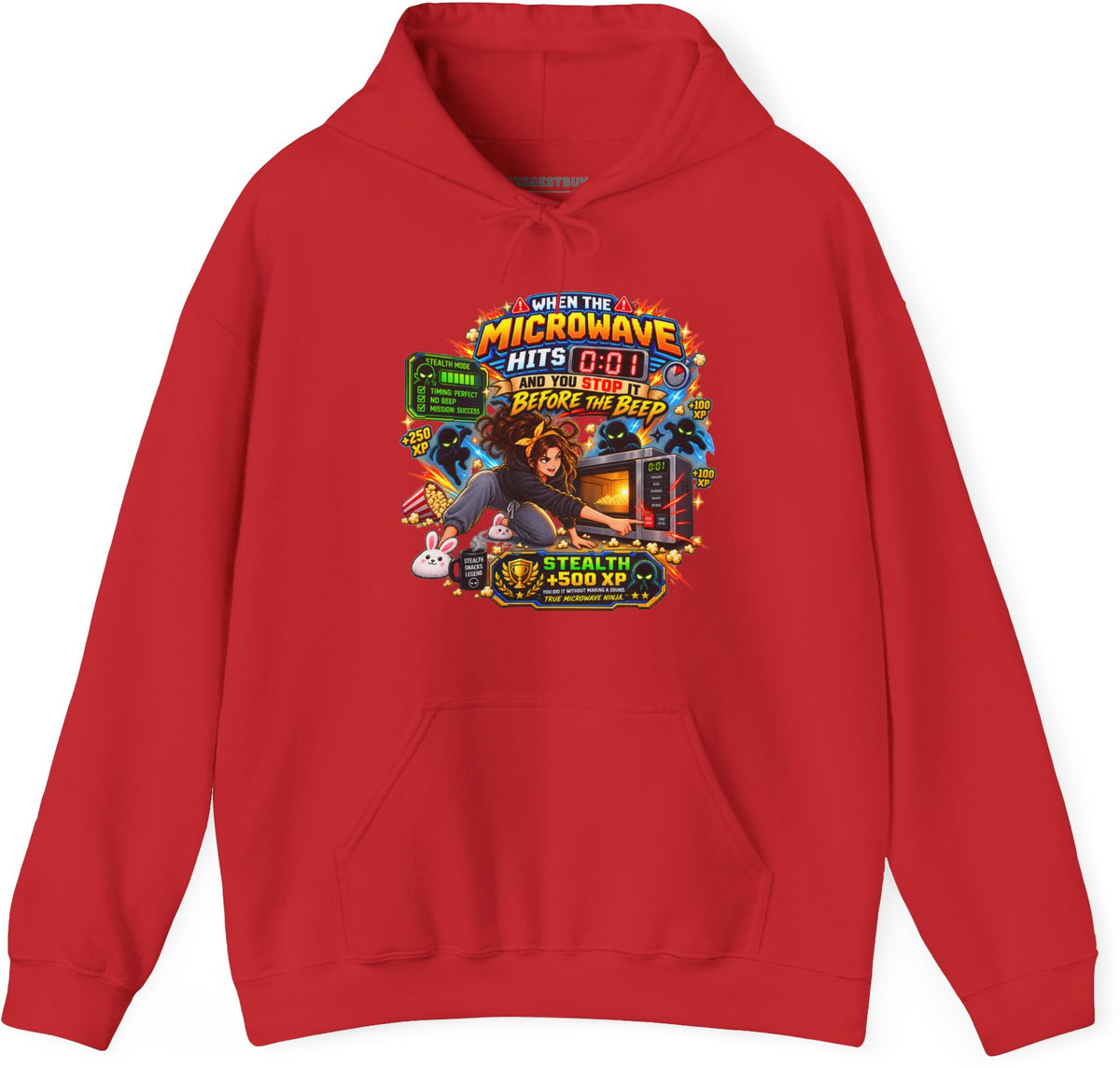 Beep Busters - Pullover Hoodie in Red, front view