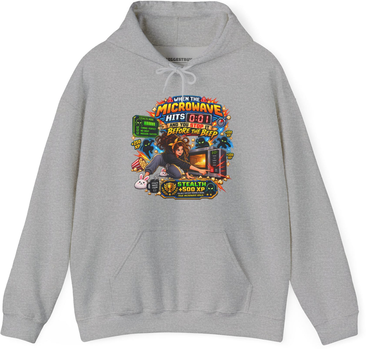 Beep Busters - Pullover Hoodie in Sport Grey, front view