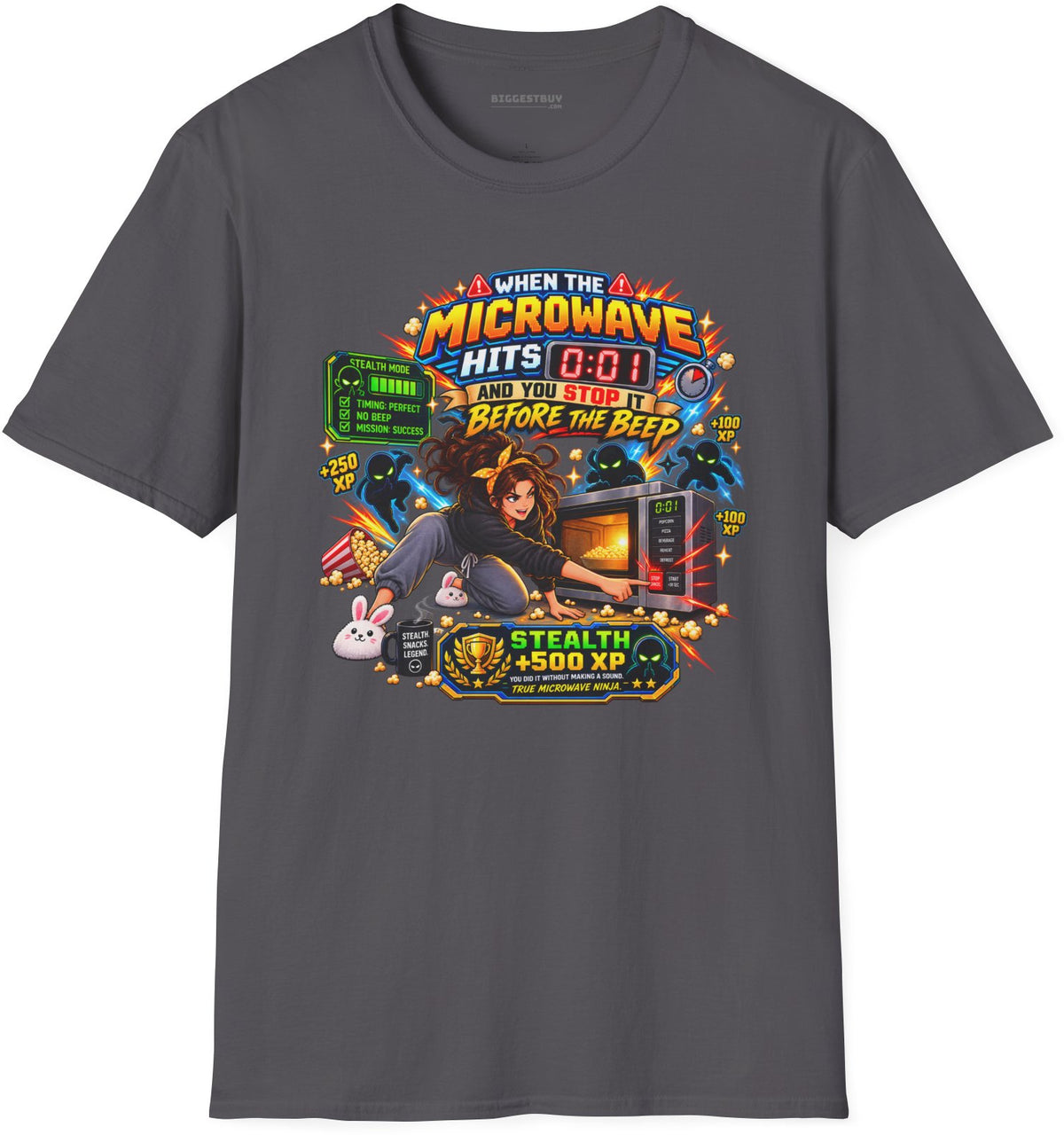 Beep Busters - Softstyle T-Shirt in Charcoal, front view