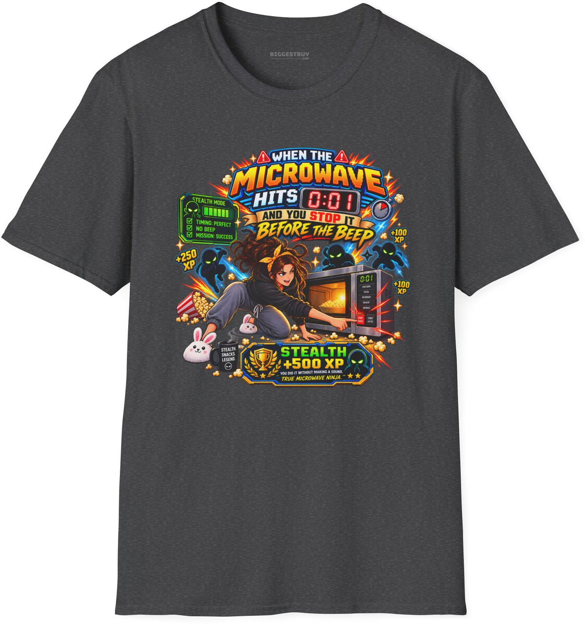Beep Busters - Softstyle T-Shirt in Dark Heather, front view