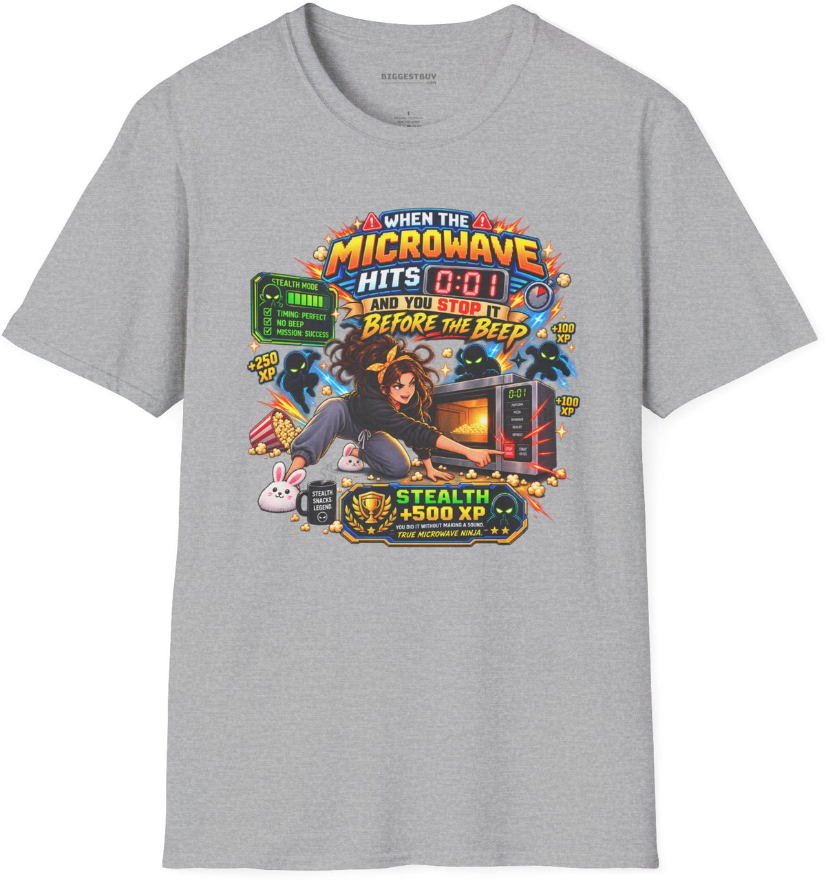 Beep Busters - Softstyle T-Shirt in Sport Grey, front view