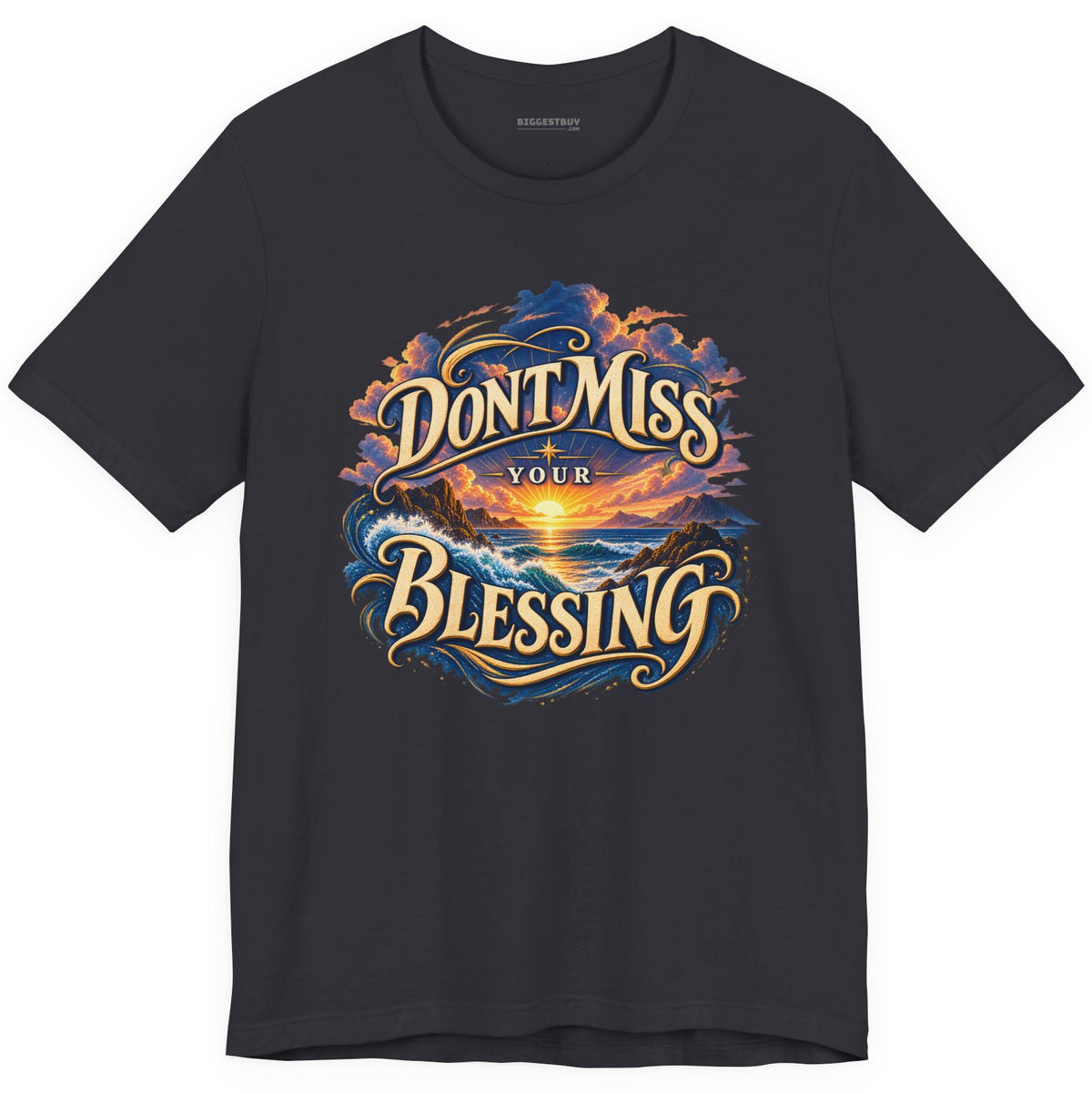Blessing Alert - Classic Jersey Tee in Dark Grey, front view