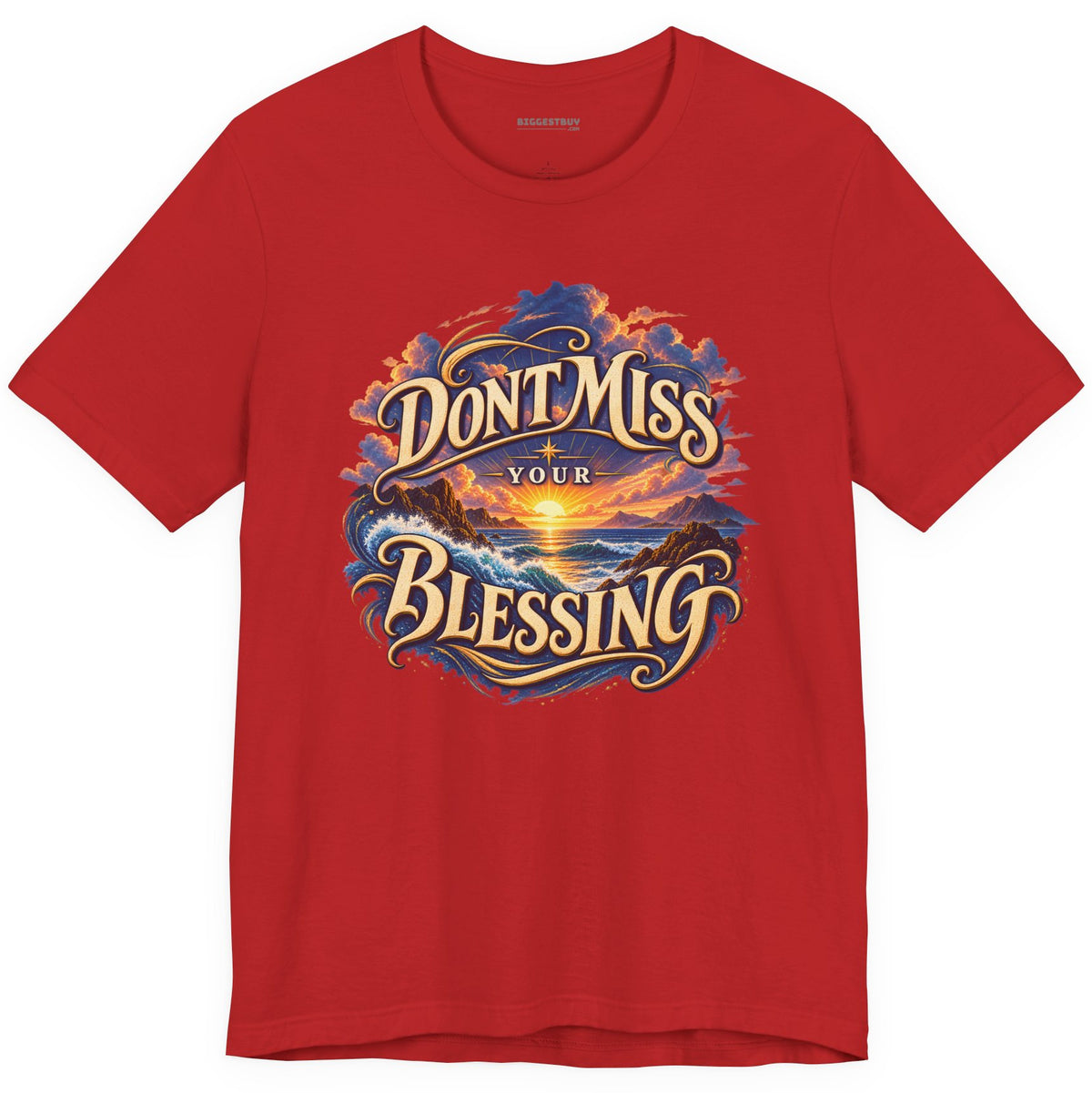 Blessing Alert - Classic Jersey Tee in Red, front view