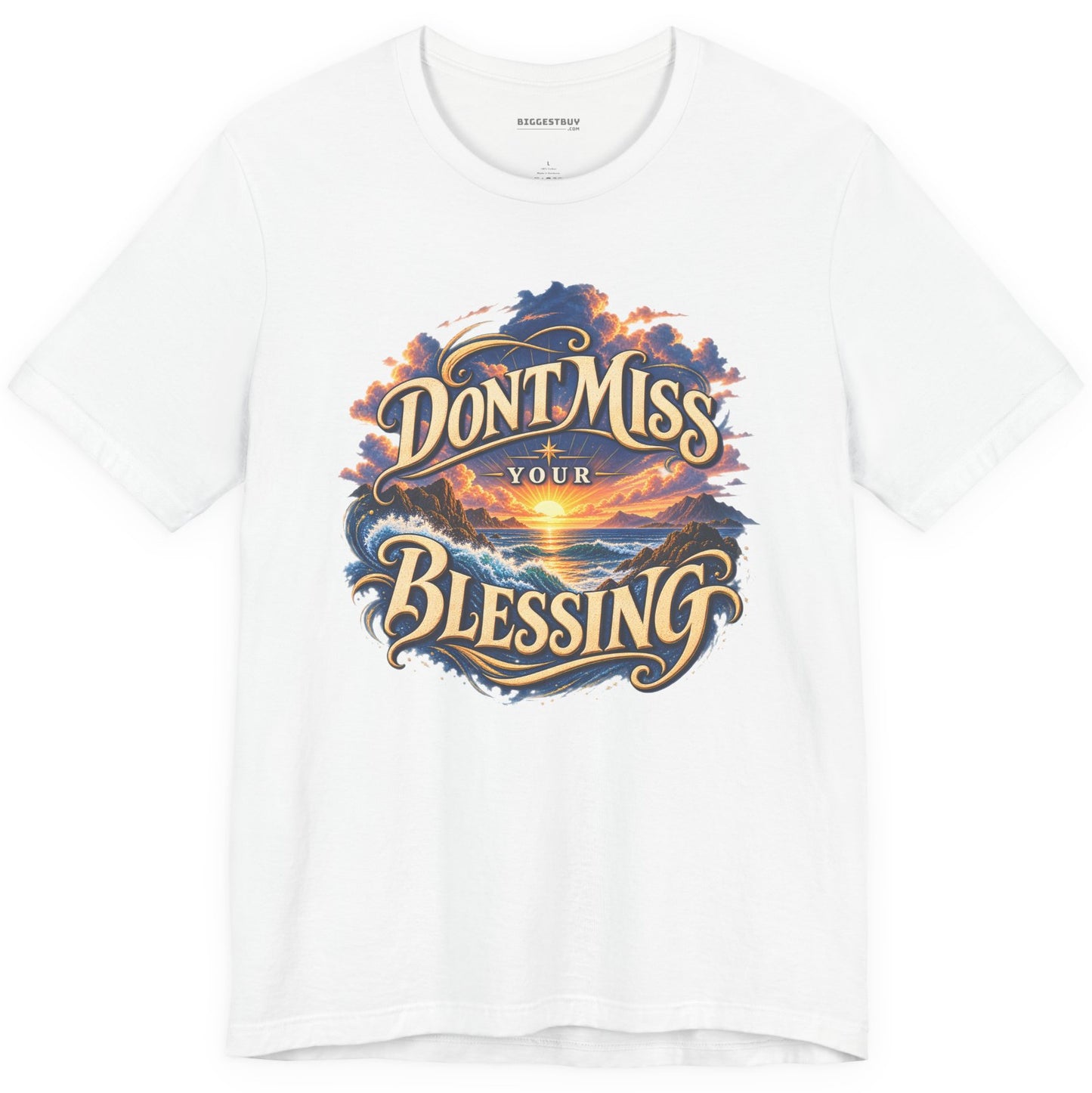 Blessing Alert - Classic Jersey Tee in White, front view