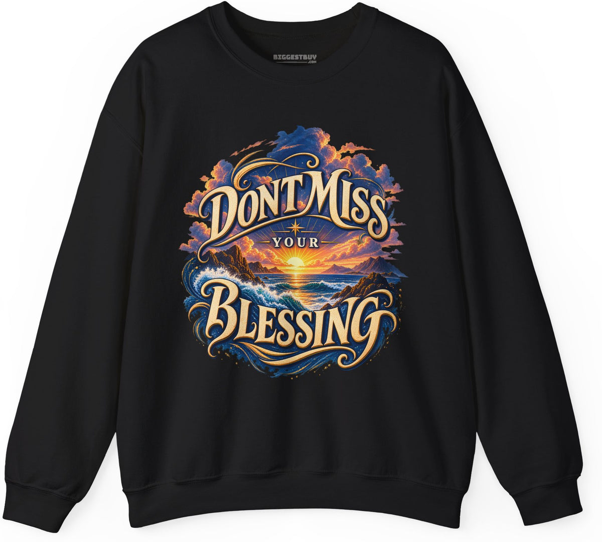 Blessing Alert - Crewneck Sweatshirt in Black, front view