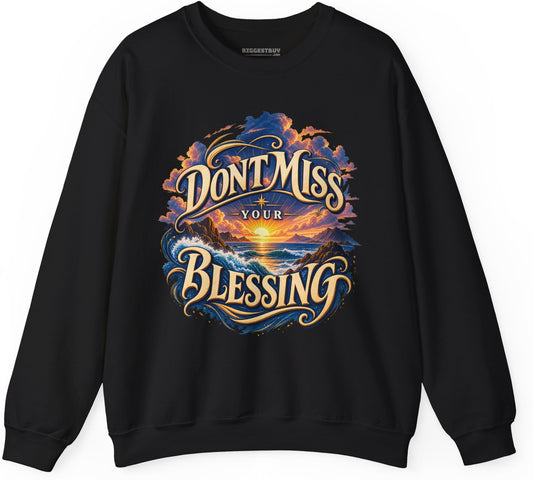 Blessing Alert - Crewneck Sweatshirt in Black, front view