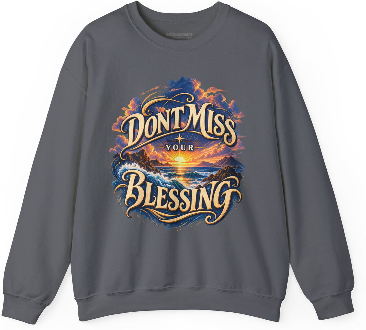 Blessing Alert - Crewneck Sweatshirt in Charcoal, front view