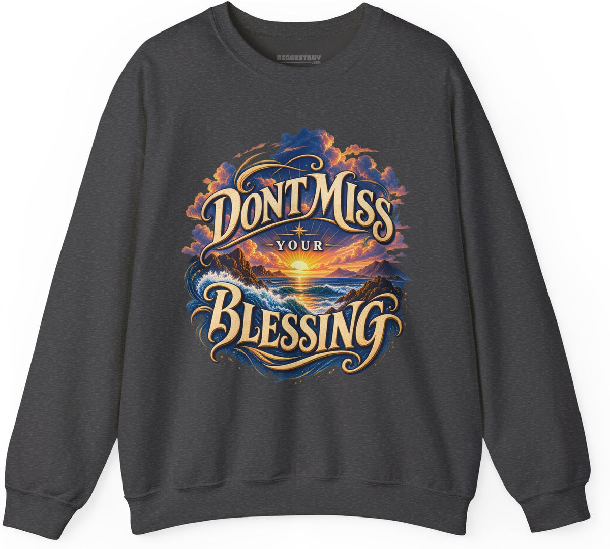 Blessing Alert - Crewneck Sweatshirt in Dark Heather, front view