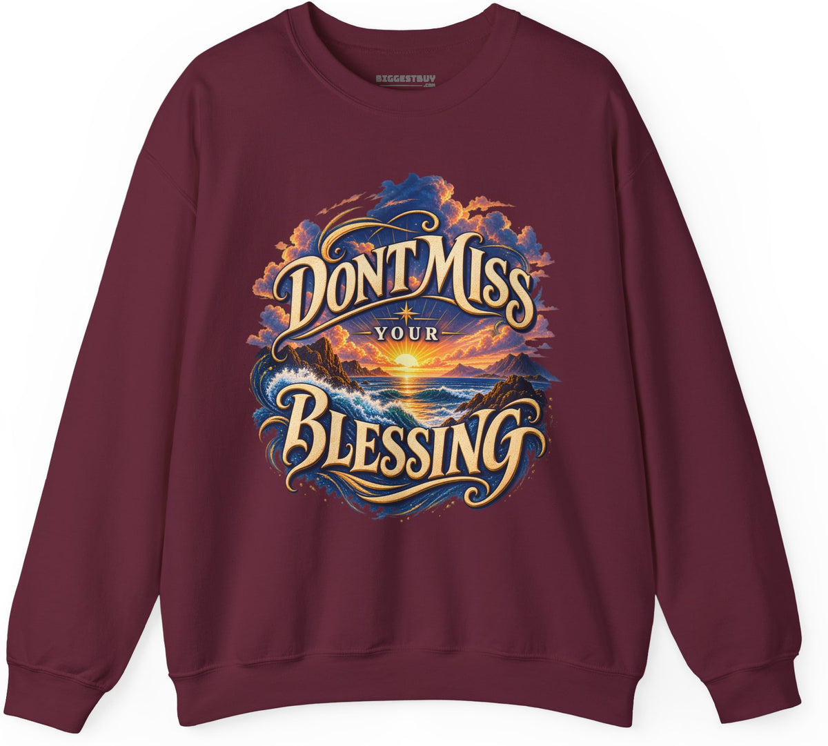 Blessing Alert - Crewneck Sweatshirt in Maroon, front view