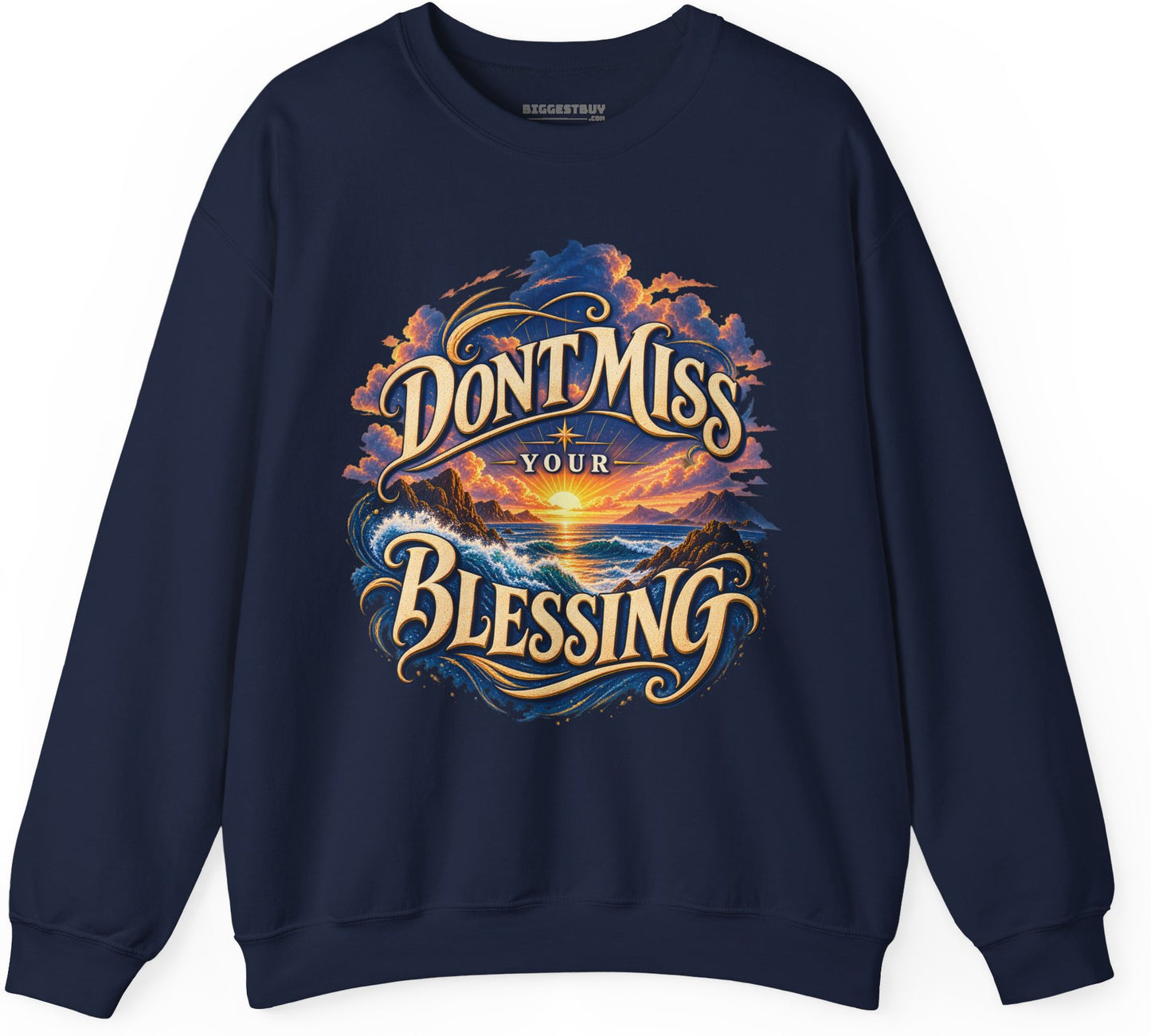 Blessing Alert - Crewneck Sweatshirt in Navy, front view
