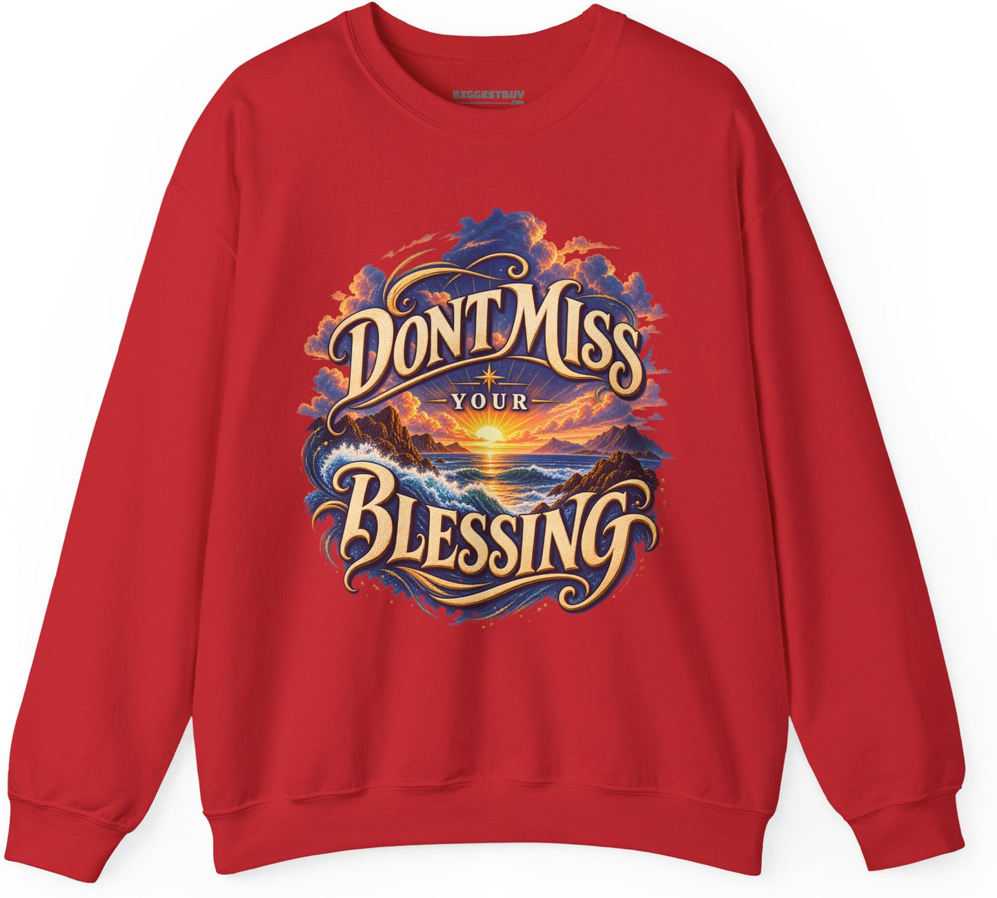 Blessing Alert - Crewneck Sweatshirt in Red, front view