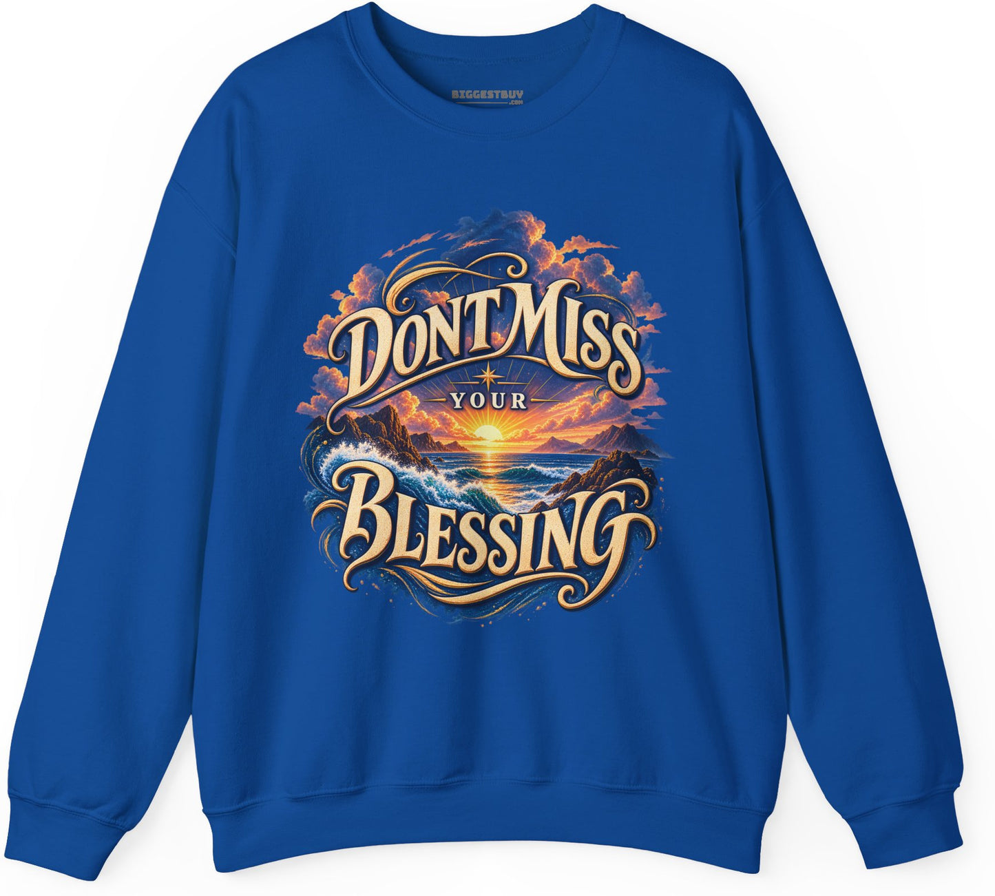 Blessing Alert - Crewneck Sweatshirt in Royal, front view