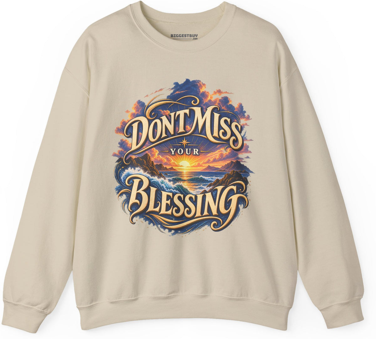 Blessing Alert - Crewneck Sweatshirt in Sand, front view