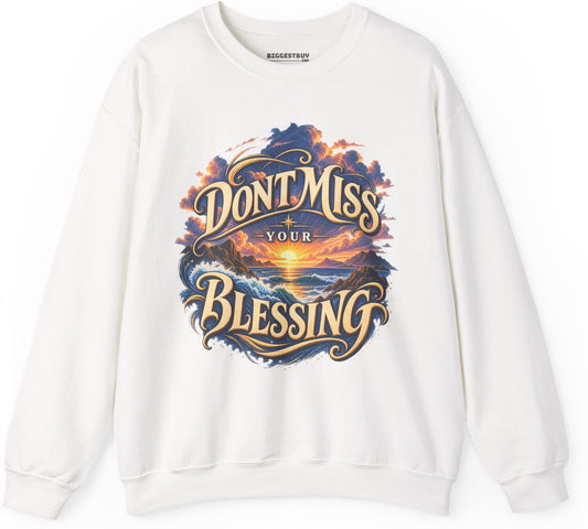 Blessing Alert - Crewneck Sweatshirt in White, front view