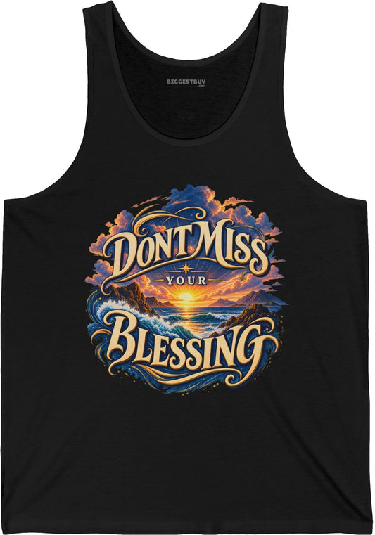 Blessing Alert - Jersey Tank Top in Black, front view
