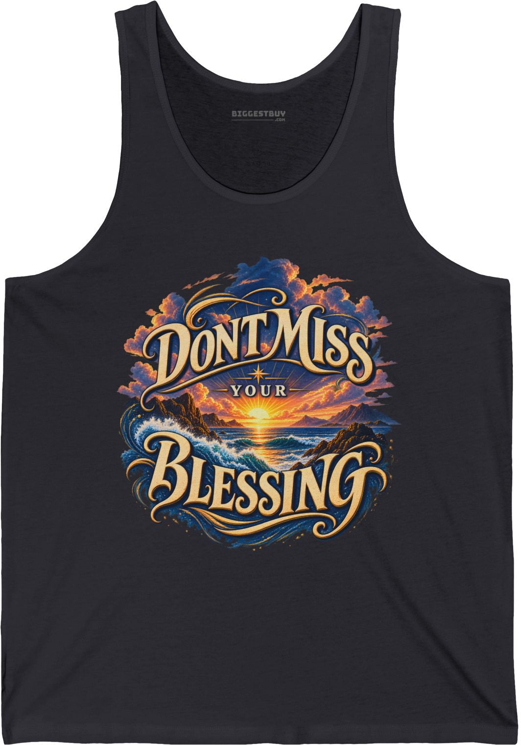 Blessing Alert - Jersey Tank Top in Dark Grey, front view