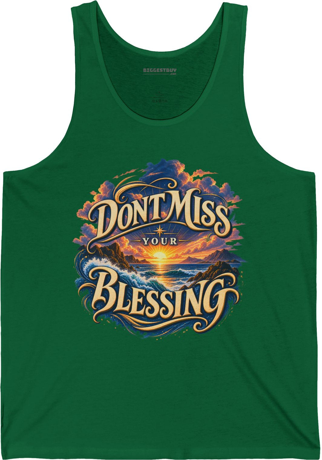 Blessing Alert - Jersey Tank Top in Kelly, front view