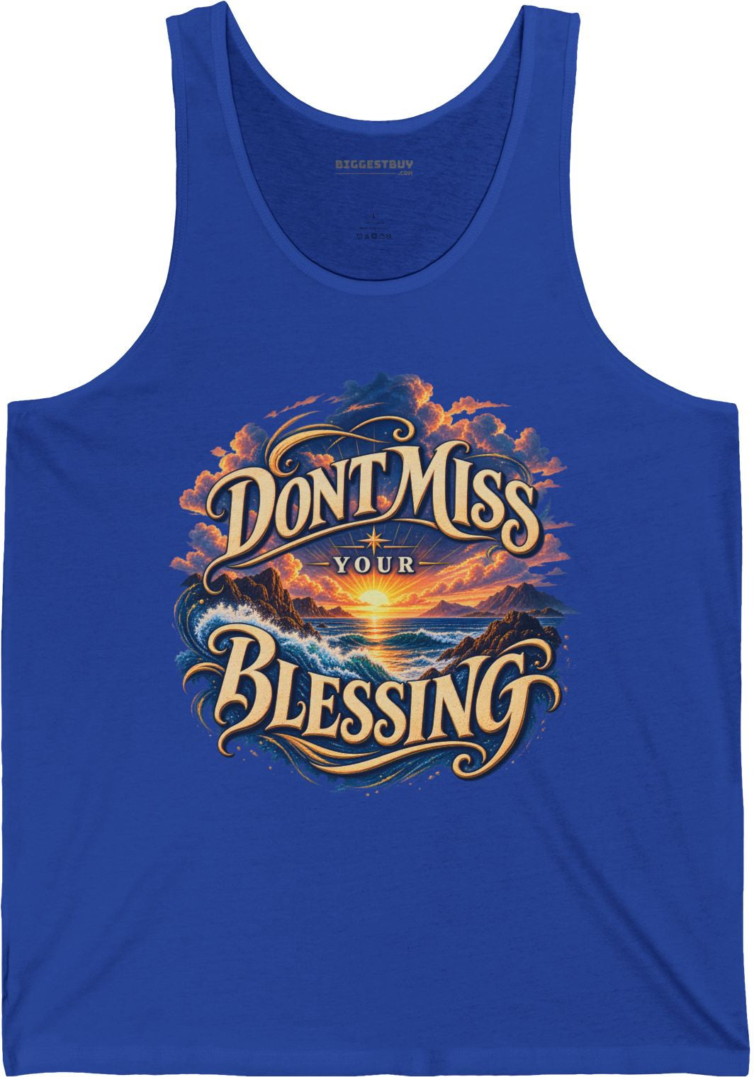 Blessing Alert - Jersey Tank Top in True Royal, front view