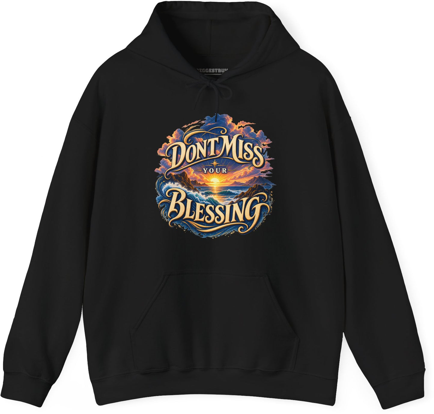 Blessing Alert - Pullover Hoodie in Black, front view