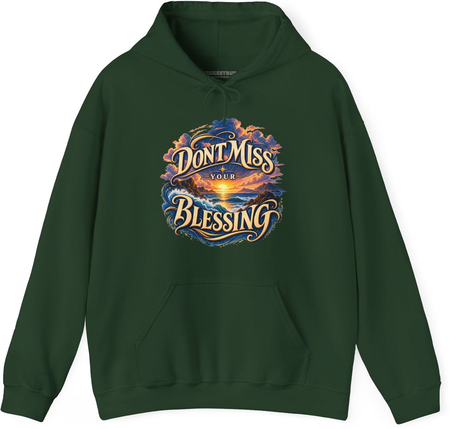 Blessing Alert - Pullover Hoodie in Forest Green, front view