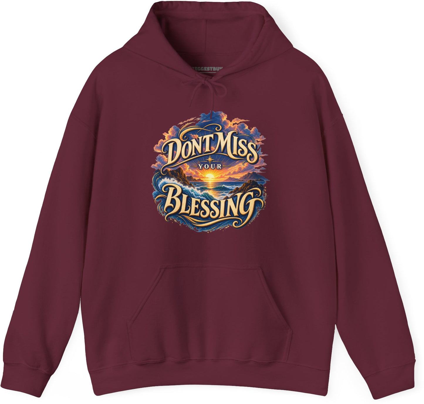 Blessing Alert - Pullover Hoodie in Maroon, front view
