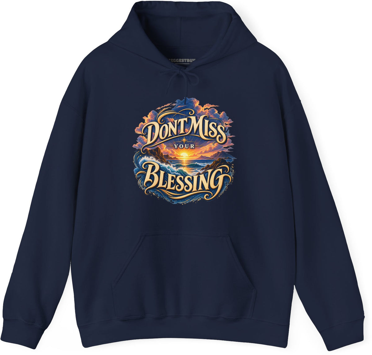 Blessing Alert - Pullover Hoodie in Navy, front view