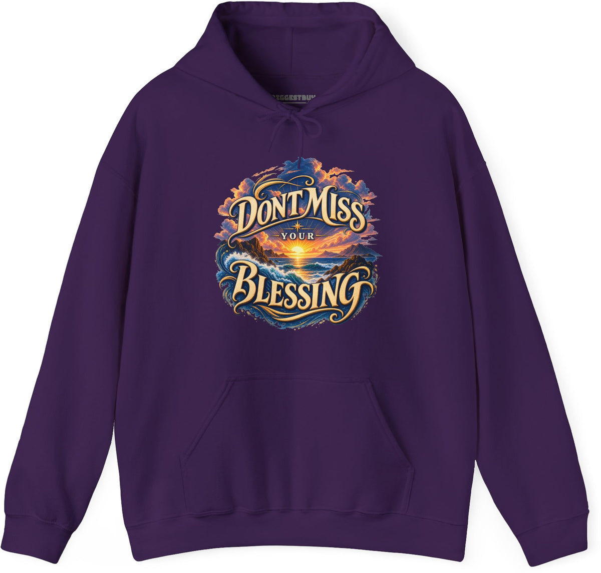 Blessing Alert - Pullover Hoodie in Purple, front view
