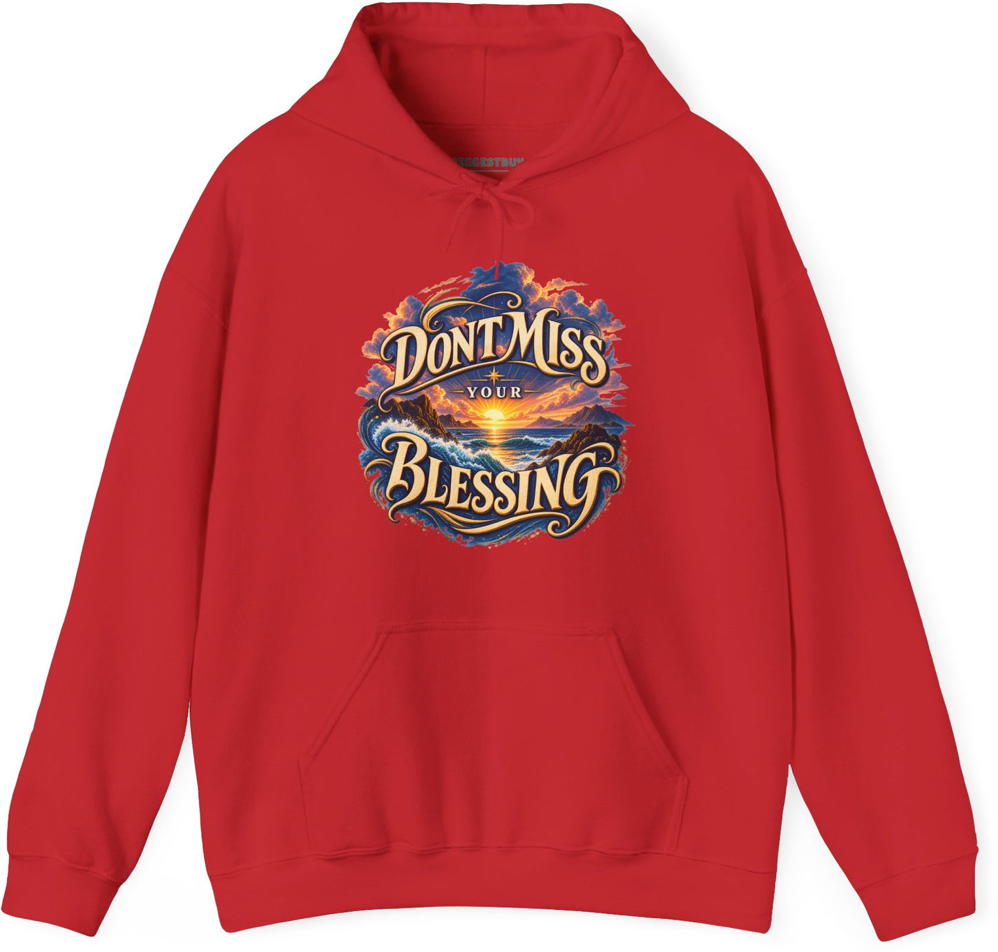 Blessing Alert - Pullover Hoodie in Red, front view